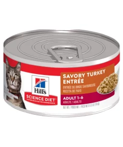 1 Lata Hill's Science Diet Adult Turkey Entrée Cat Food. Alimento húmedo para gatos adultos sabor pavo, 156g